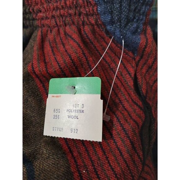 Vintage Copley square UNION MADE womens small ITALIAN WOOL Red blue midi skirt - Picture 2 of 7
